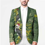 Aussie Kokaburra Golden Wattle Christmas Blazer Aboriginal Dots Painting Green Motif - Aussie Hoodie