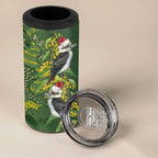 Aussie Kokaburra Golden Wattle Christmas 4 in 1 Can Cooler Tumbler Aboriginal Dots Painting Green Motif - Aussie Hoodie