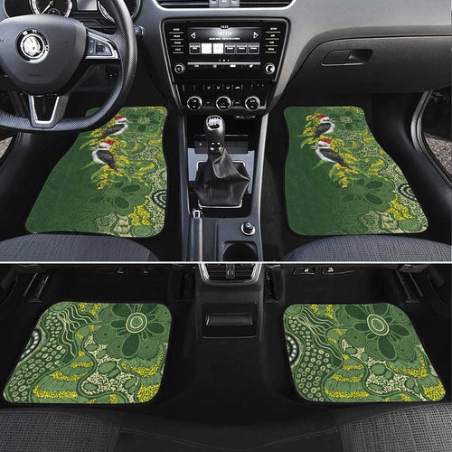 Aussie Kokaburra Golden Wattle Christmas Car Mats Aboriginal Dots Painting Green Motif - Aussie Hoodie
