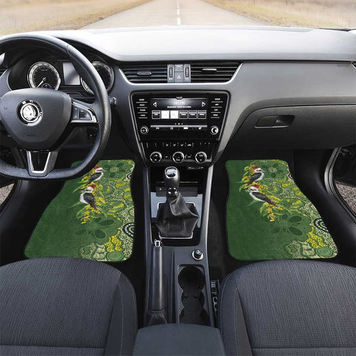 Aussie Kokaburra Golden Wattle Christmas Car Mats Aboriginal Dots Painting Green Motif - Aussie Hoodie
