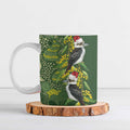Aussie Kokaburra Golden Wattle Christmas Ceramic Mug Aboriginal Dots Painting Green Motif - Aussie Hoodie