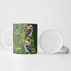 Aussie Kokaburra Golden Wattle Christmas Ceramic Mug Aboriginal Dots Painting Green Motif - Aussie Hoodie