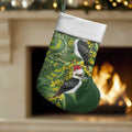 Aussie Kokaburra Golden Wattle Christmas Stocking Aboriginal Dots Painting Green Motif - Aussie Hoodie