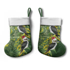 Aussie Kokaburra Golden Wattle Christmas Stocking Aboriginal Dots Painting Green Motif - Aussie Hoodie