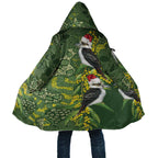 Aussie Kokaburra Golden Wattle Christmas Cloak Aboriginal Dots Painting Green Motif - Aussie Hoodie