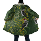 Aussie Kokaburra Golden Wattle Christmas Cloak Aboriginal Dots Painting Green Motif - Aussie Hoodie