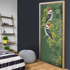 Aussie Kokaburra Golden Wattle Christmas Door Cover Aboriginal Dots Painting Green Motif - Aussie Hoodie