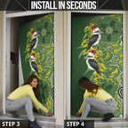Aussie Kokaburra Golden Wattle Christmas Door Cover Aboriginal Dots Painting Green Motif - Aussie Hoodie