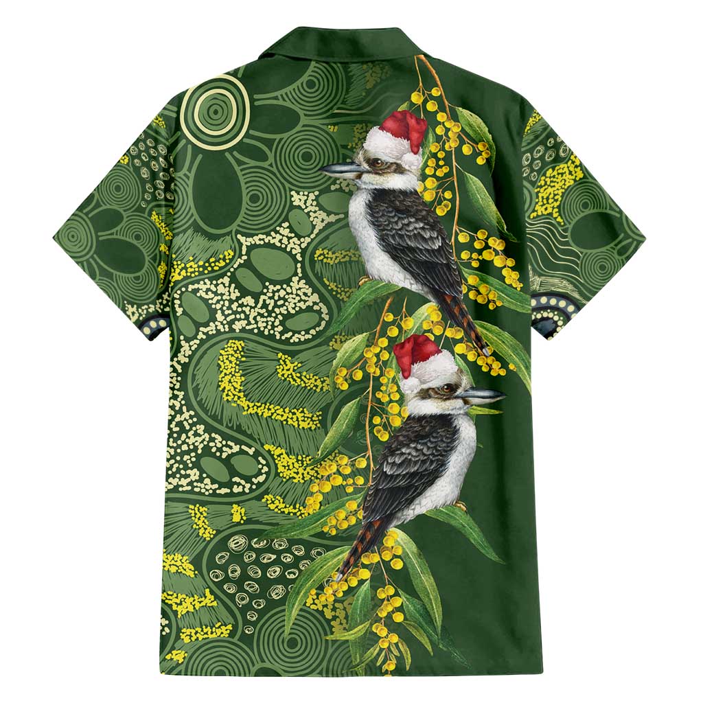 Aussie Kokaburra Golden Wattle Christmas Family Matching Long Sleeve Bodycon Dress and Hawaiian Shirt Aboriginal Dots Painting Green Motif - Aussie Hoodie