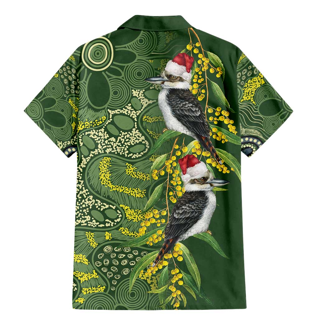Aussie Kokaburra Golden Wattle Christmas Family Matching Mermaid Dress and Hawaiian Shirt Aboriginal Dots Painting Green Motif - Aussie Hoodie