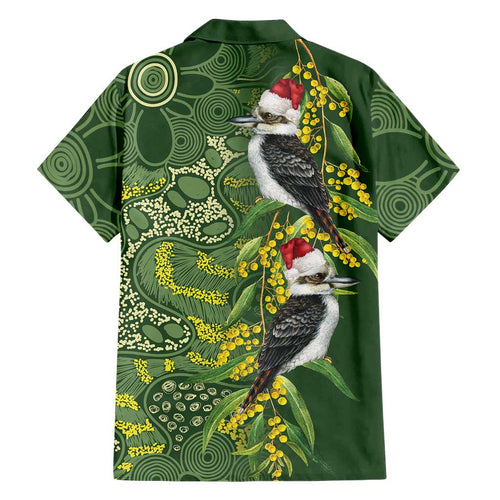 Aussie Kokaburra Golden Wattle Christmas Family Matching Mermaid Dress and Hawaiian Shirt Aboriginal Dots Painting Green Motif - Aussie Hoodie