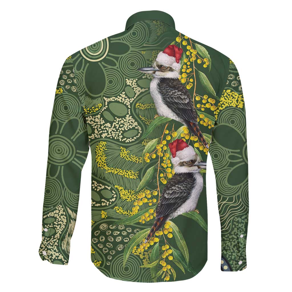 Aussie Kokaburra Golden Wattle Christmas Family Matching Short Sleeve Bodycon Dress and Hawaiian Shirt Aboriginal Dots Painting Green Motif - Aussie Hoodie