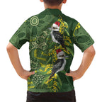 Aussie Kokaburra Golden Wattle Christmas Family Matching Summer Maxi Dress and Hawaiian Shirt Aboriginal Dots Painting Green Motif - Aussie Hoodie