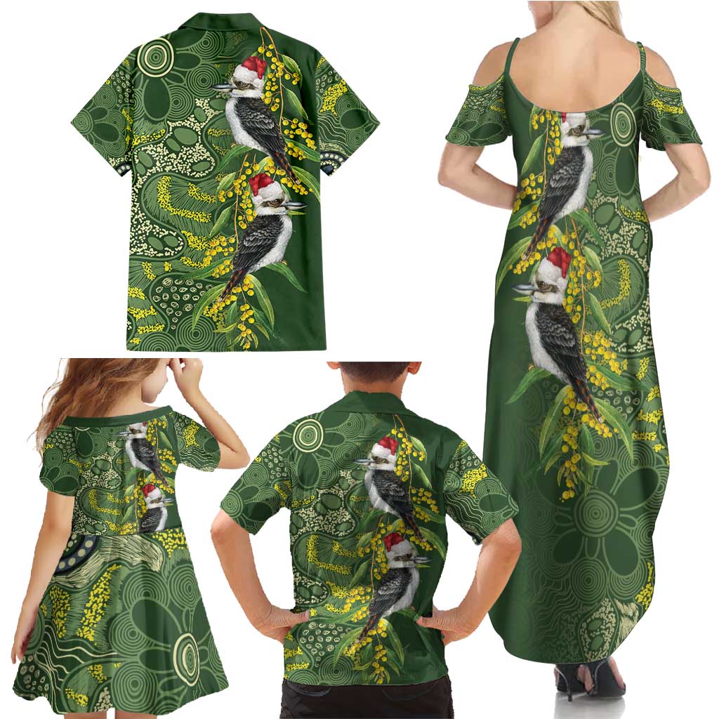 Aussie Kokaburra Golden Wattle Christmas Family Matching Summer Maxi Dress and Hawaiian Shirt Aboriginal Dots Painting Green Motif - Aussie Hoodie