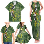 Aussie Kokaburra Golden Wattle Christmas Family Matching Tank Maxi Dress and Hawaiian Shirt Aboriginal Dots Painting Green Motif - Aussie Hoodie