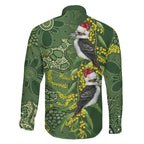 Aussie Kokaburra Golden Wattle Christmas Family Matching Tank Maxi Dress and Hawaiian Shirt Aboriginal Dots Painting Green Motif - Aussie Hoodie