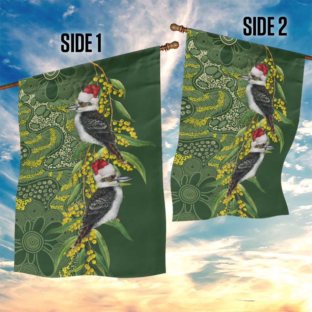 Aussie Kokaburra Golden Wattle Christmas Garden Flag Aboriginal Dots Painting Green Motif - Aussie Hoodie