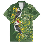 Aussie Kokaburra Golden Wattle Christmas Hawaiian Shirt Aboriginal Dots Painting Green Motif - Aussie Hoodie