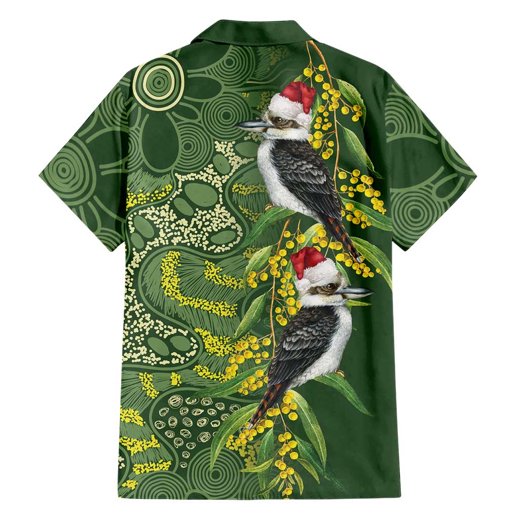 Aussie Kokaburra Golden Wattle Christmas Hawaiian Shirt Aboriginal Dots Painting Green Motif - Aussie Hoodie