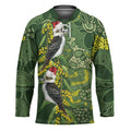 Aussie Kokaburra Golden Wattle Christmas Hockey Jersey Aboriginal Dots Painting Green Motif - Aussie Hoodie