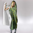 Aussie Kokaburra Golden Wattle Christmas Hooded Blanket Aboriginal Dots Painting Green Motif - Aussie Hoodie
