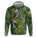 Aussie Kokaburra Golden Wattle Christmas Hoodie Aboriginal Dots Painting Green Motif - Aussie Hoodie