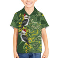 Aussie Kokaburra Golden Wattle Christmas Kid Hawaiian Shirt Aboriginal Dots Painting Green Motif - Aussie Hoodie