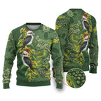 Aussie Kokaburra Golden Wattle Christmas Ugly Christmas Sweater Aboriginal Dots Painting Green Motif - Aussie Hoodie