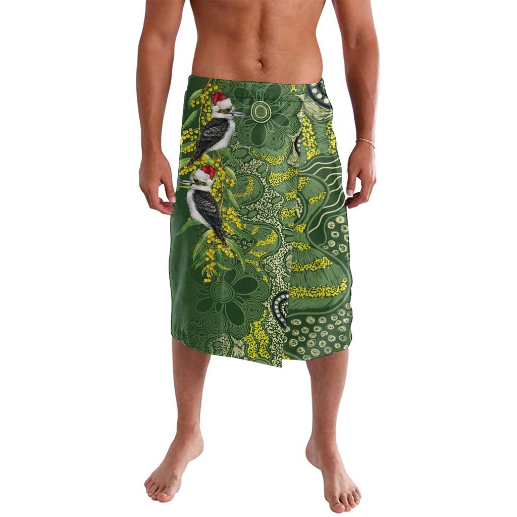 Aussie Kokaburra Golden Wattle Christmas Lavalava Aboriginal Dots Painting Green Motif - Aussie Hoodie
