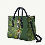 Aussie Kokaburra Golden Wattle Christmas Leather Bag Aboriginal Dots Painting Green Motif - Aussie Hoodie
