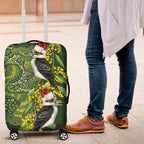 Aussie Kokaburra Golden Wattle Christmas Luggage Cover Aboriginal Dots Painting Green Motif - Aussie Hoodie