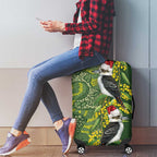 Aussie Kokaburra Golden Wattle Christmas Luggage Cover Aboriginal Dots Painting Green Motif - Aussie Hoodie