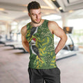 Aussie Kokaburra Golden Wattle Christmas Men Tank Top Aboriginal Dots Painting Green Motif - Aussie Hoodie