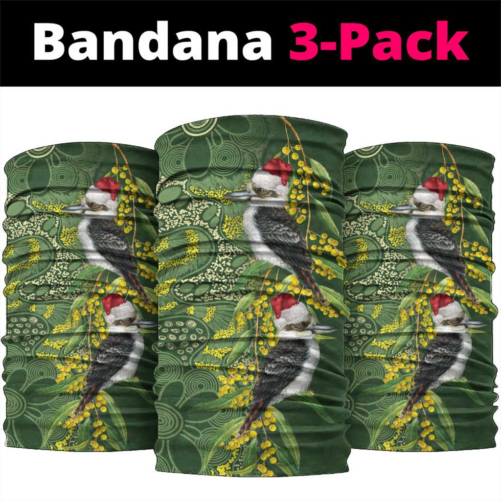 Aussie Kokaburra Golden Wattle Christmas Neck Gaiter Aboriginal Dots Painting Green Motif - Aussie Hoodie