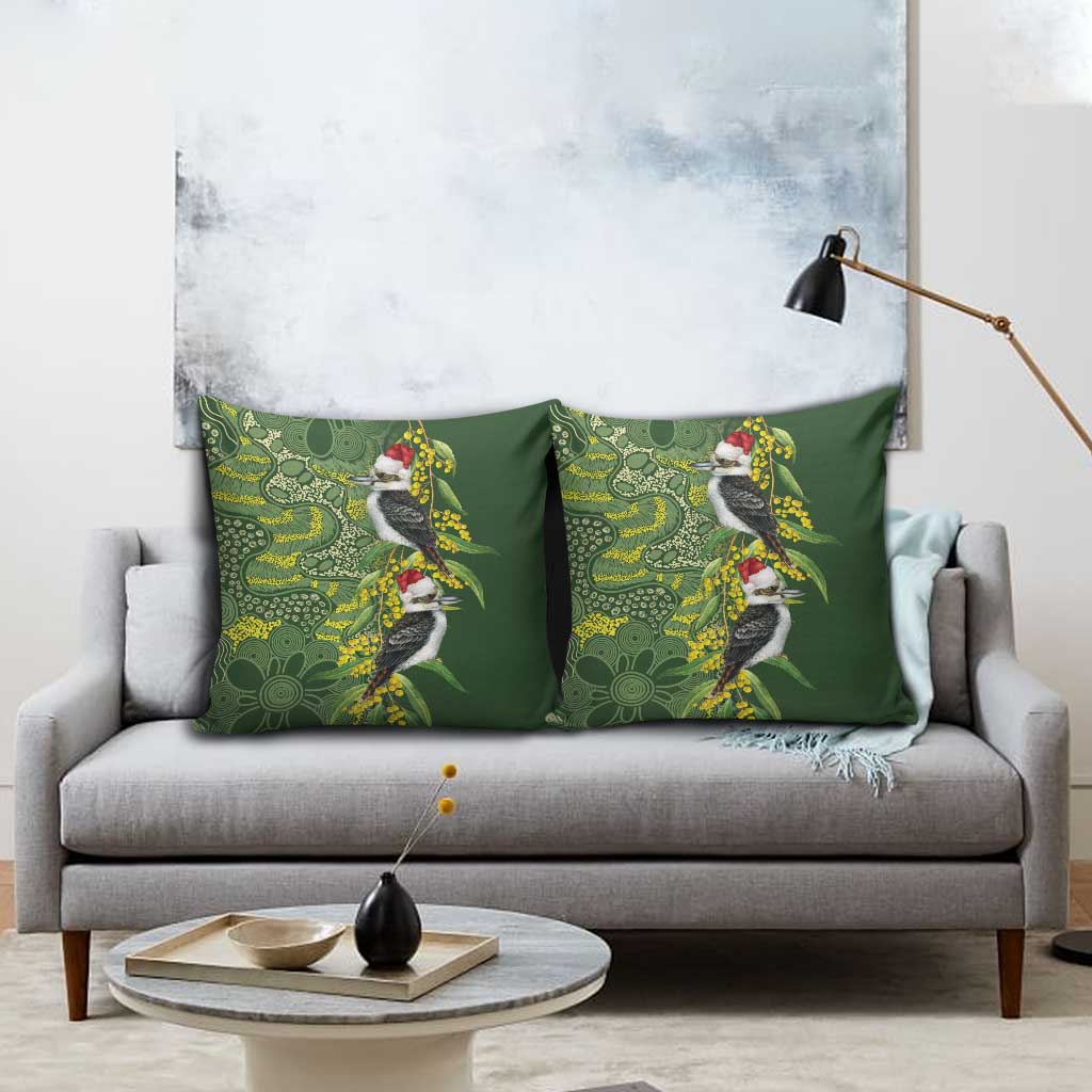 Aussie Kokaburra Golden Wattle Christmas Pillow Cover Aboriginal Dots Painting Green Motif - Aussie Hoodie