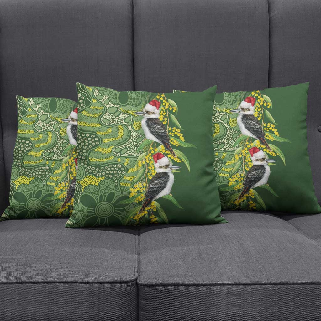 Aussie Kokaburra Golden Wattle Christmas Pillow Cover Aboriginal Dots Painting Green Motif - Aussie Hoodie