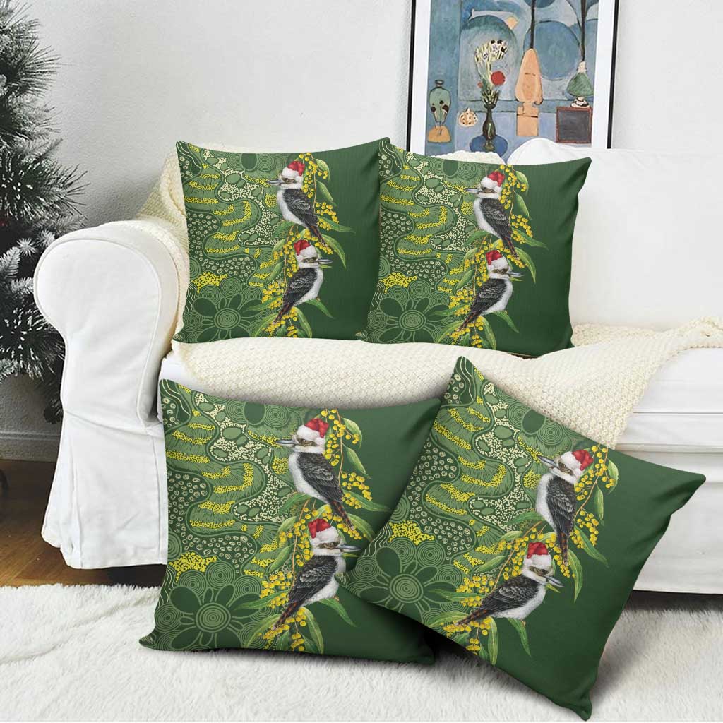 Aussie Kokaburra Golden Wattle Christmas Pillow Cover Aboriginal Dots Painting Green Motif - Aussie Hoodie