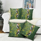 Aussie Kokaburra Golden Wattle Christmas Pillow Cover Aboriginal Dots Painting Green Motif - Aussie Hoodie