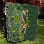 Aussie Kokaburra Golden Wattle Christmas Quilt Aboriginal Dots Painting Green Motif - Aussie Hoodie