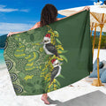Aussie Kokaburra Golden Wattle Christmas Sarong Aboriginal Dots Painting Green Motif - Aussie Hoodie