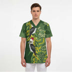 Aussie Kokaburra Golden Wattle Christmas Scrub Top Aboriginal Dots Painting Green Motif - Aussie Hoodie