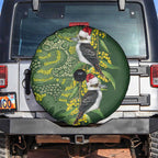 Aussie Kokaburra Golden Wattle Christmas Spare Tire Cover Aboriginal Dots Painting Green Motif - Aussie Hoodie