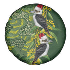 Aussie Kokaburra Golden Wattle Christmas Spare Tire Cover Aboriginal Dots Painting Green Motif - Aussie Hoodie