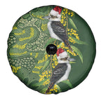 Aussie Kokaburra Golden Wattle Christmas Spare Tire Cover Aboriginal Dots Painting Green Motif - Aussie Hoodie