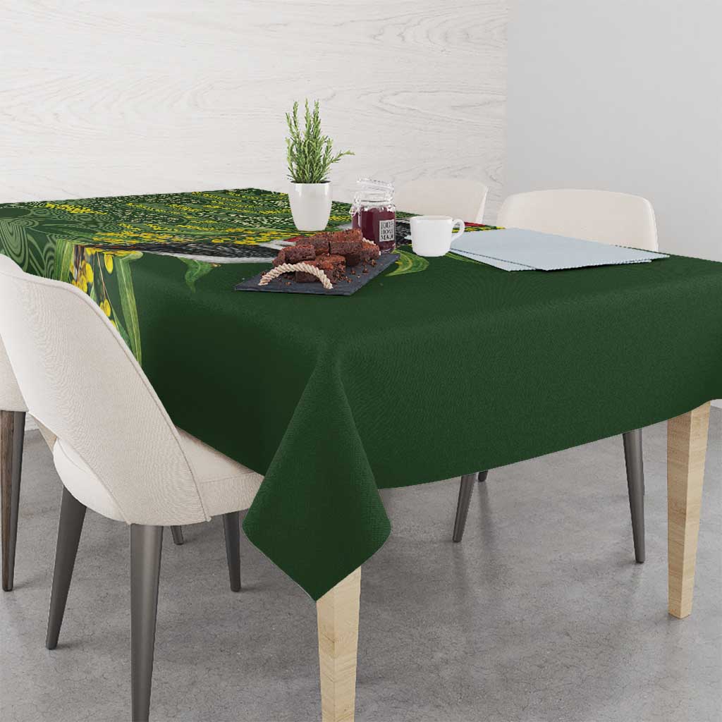 Aussie Kokaburra Golden Wattle Christmas Tablecloth Aboriginal Dots Painting Green Motif - Aussie Hoodie