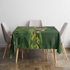 Aussie Kokaburra Golden Wattle Christmas Tablecloth Aboriginal Dots Painting Green Motif - Aussie Hoodie