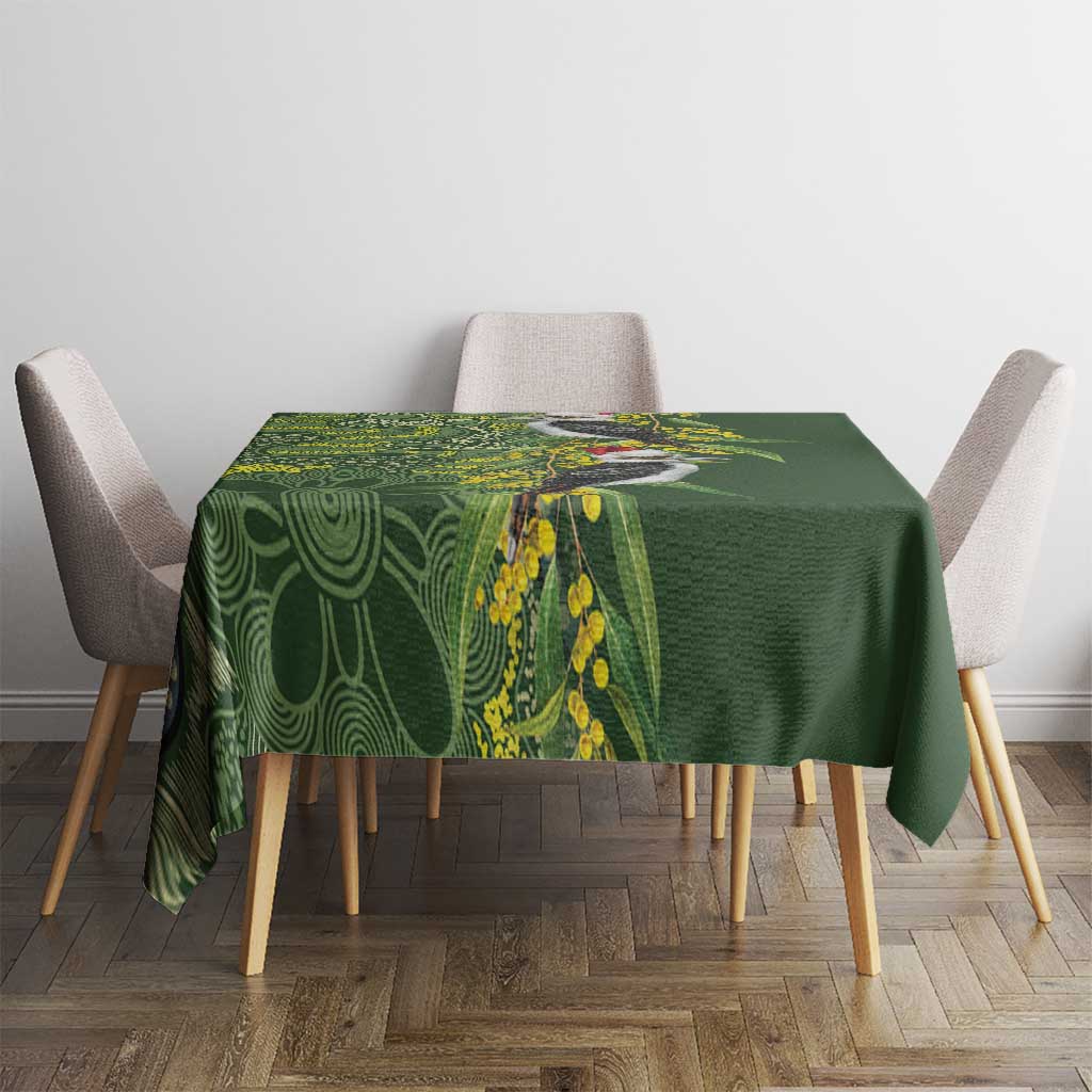Aussie Kokaburra Golden Wattle Christmas Tablecloth Aboriginal Dots Painting Green Motif - Aussie Hoodie
