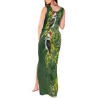 Aussie Kokaburra Golden Wattle Christmas Tank Maxi Dress Aboriginal Dots Painting Green Motif - Aussie Hoodie