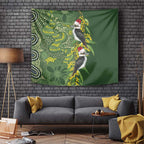 Aussie Kokaburra Golden Wattle Christmas Tapestry Aboriginal Dots Painting Green Motif - Aussie Hoodie