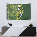 Aussie Kokaburra Golden Wattle Christmas Tapestry Aboriginal Dots Painting Green Motif - Aussie Hoodie